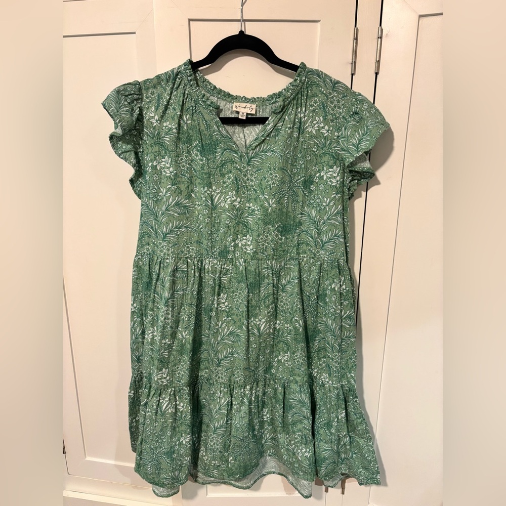 Wonderly Sage Leaf Print Dress
